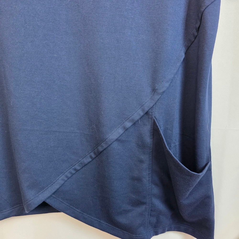 Zim & Zoe Lounge Navy Blue Short Sleeve Tulip Hem Pocket Top Plus Size 22/24 - Picture 4 of 9